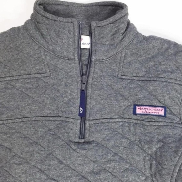 Vineyard Vines Women’s Gray Half Zip Pullover Sweatshirt Quilted Small - Picture 2 of 4